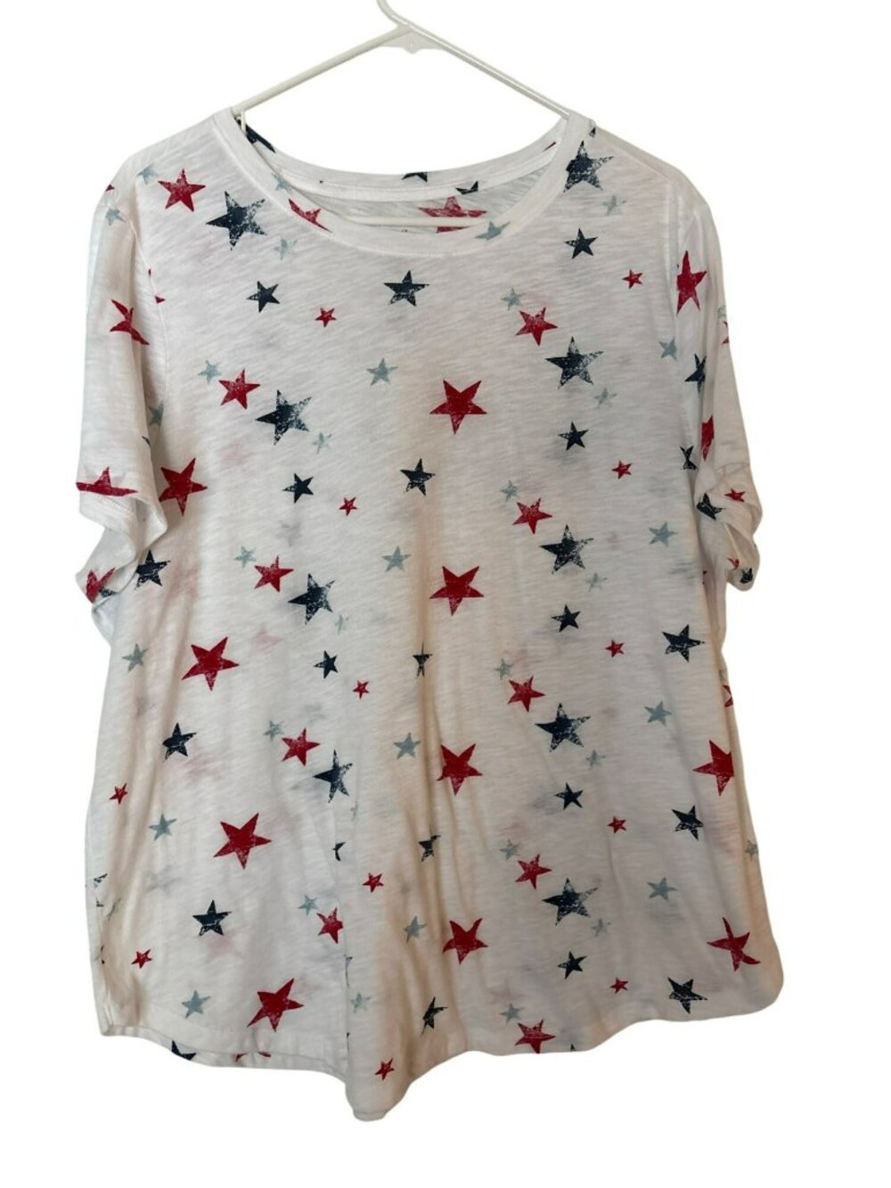 Maurices Red & Blue Star Print Short Sleeve T-Shirt Size 1X